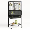 Universal Bird Cage Seed Catcher Universal Mesh Skirt Cover Stretchy Small Animal Cages Cover Pet Removable Durable Protector (Extra Large, Black)