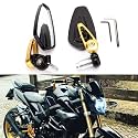 Universal Black Motorcycle Billet Aluminum 7/8" 22 Bar End Side Rearview Mirrors (Gold)