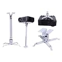 Universal Certified 1 to 2 feet/12 to 24-inch Adjustable Projector Ceiling and Wall Mount Kit Bracket Stand with Tilt Option (Weight Capacity of 15kgs 2 ft, White) A+10