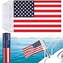 Universal Flag for Boat 20x12 Inches with Velcro, Heavy Duty Nylon Sewn Stripes Boat Flag for Rail Fishing Rod Holder Rocket Launcher, American Pattern Boating Flag for Marine Yacht UTV