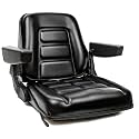 Universal Forklift Seat with Adjustable Back,Armrest,Micro Switch and Slide for Tractor,Excavator Skid Loader Backhoe Dozer Telehandler