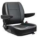 Universal Forklift Seat, Fold Down Tractor Seat with Adjustment Armrest, Safety Belt and Operator Position Switch, Excavator Skid Loader Backhoe Dozer Telehandler
