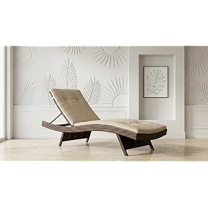 universal furniture outdoor wicker chaise lounge pe rattan 4-position adjustable backrest with cushions for poolside patio deck -twotone brown beige