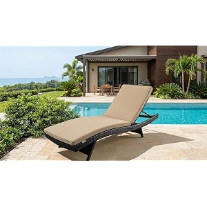 universal furniture outdoor wicker chaise lounge pe rattan 4-position adjustable backrest with cushions for poolside patio deck