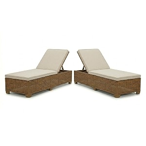 universal furniture outdoor wicker chaise lounge pe rattan 4-position adjustable backrest with cushions for poolside patio deck brown amp beige set of 2