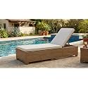 Universal Furniture Outdoor Wicker Chaise Lounge, PE Rattan, 4-Position Adjustable Backrest, with Cushions, for Poolside, Patio, Deck-Brown Beige