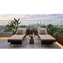 Universal Furniture Outdoor Wicker Chaise Lounge, PE Rattan, 4-Position Adjustable Backrest, with Cushions, for Poolside, Patio, Deck Brown &amp; Beige Set of 2