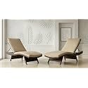 Universal Furniture Outdoor Wicker Chaise Lounge, PE Rattan, 4-Position Adjustable Backrest, with Cushions, for Poolside, Patio, Deck Twotone Set of 2