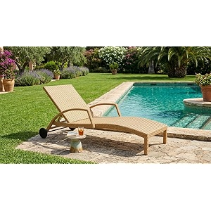 universal furniture wicker chaise lounge chair pe rattan adjustable backrest foldable for poolside backyard deck and porch beige