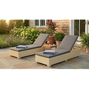 universal furniture wicker chaise lounge chair pe rattan adjustable backrest foldable for poolside backyard deck and porch beige amp grey set of 2