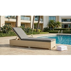 universal furniture wicker chaise lounge chair pe rattan adjustable backrest foldable for poolside backyard deck and porch- beige grey