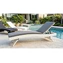Universal Furniture Wicker Chaise Lounge Chair, PE Rattan, Adjustable Backrest, Foldable, for Poolside, Backyard, Deck and Porch-White Grey