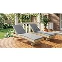 Universal Furniture Wicker Chaise Lounge Chair, PE Rattan, Adjustable Backrest, Foldable, for Poolside, Backyard, Deck and Porch- Beige Grey Set of 2