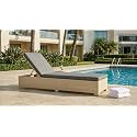 Universal Furniture Wicker Chaise Lounge Chair, PE Rattan, Adjustable Backrest, Foldable, for Poolside, Backyard, Deck and Porch- Beige Grey