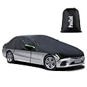 Universal Half Car Cover Waterproof All Weather, Black Car Covers for Automobiles Outdoor Indoor for All Season Waterproof Dustproof Uv Resistant Snowproof Fit for Sedan