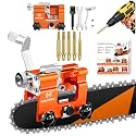 Universal Hand Crank Chainsaw Sharpener Jig Kit, Portable Manual Chainsaw Blade Sharpening Tool with 5 Diamond Sharpening Bits, Fits 4"-22" Chainsaws