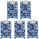 TP4056 Micro USB 5Pcs Lithium Battery Charging Converter with Overcharge Discharge Over-Current Protection Charging Board (5V,18650)