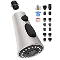 Universal Kitchen Faucet Head, 3 Modes, 15 Adapters Kit, Brushed Nickel