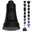 Universal Kitchen Faucet Head Replacement 3 Modes, 15 Adapters, Matte Black