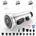 Universal Kitchen Faucet Head Replacement 3-Mode, Extra 15 Adapters, Chrome