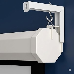 universal l shaped wall hangers for hanging projector screen l bracket comes with hook and screws adjustable 11 inch length weight capacity 20 kg color-white