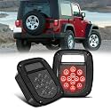 Universal LED Replacement Tail Lights Taillights for Jeep Wrangler TJ YJ CJ, Smoke Lens BAR Square Brake Stop Turn Signal Reverse w/License Plate lamp Assembly, 2PCS