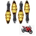 Universal Motorcycle Bright LED Amber Turn Signal Light Indicator Brake Lamps For TVS Apache RR310 (4.Pcs Amber Color Indicator)