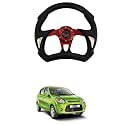 Universal Racing Steering Wheel, 6 Bolt Anti-Slip Leather and Aluminum Gaming Steering Wheel with Horn Button for Car Sports Racing Steering Wheel (Red) Comfortable With Al-to 80-0
