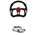 Universal Racing Steering Wheel, 6 Bolt Anti-Slip Leather and Aluminum Gaming Steering Wheel with Horn Button for Car Sports Racing Steering Wheel (Red) Comfortable With LEA-F EV