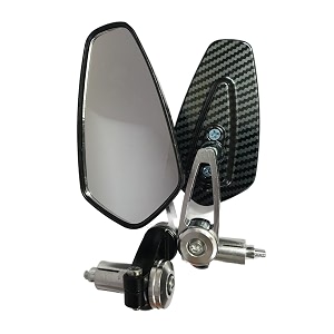 universal rearview side mirror cnc aluminium bar end mirror for all bikes and motorcycle carbon-silver pack of 2