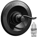 Shower Trim Kit for Delta 13/14 Series, Matte Black Metal Handle &amp; Cover Plate, Fits R10000-UNBX/UNBXHF/UNWS/UNWSHF, Cartridge Included, Easy DIY Install (Valve Body Not Included)