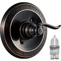Shower Trim Kit for Delta 13/14 Series, Matte Bronze Metal Handle &amp; Cover Plate, Fits R10000-UNBX/UNBXHF/UNWS/UNWSHF, Cartridge Included, Easy DIY Install (Valve Body Not Included)