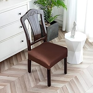 universal size dining chair seat cover set of 8 seater pcs are easily washable strechable and comfortable for dining room 8 seat cover solid brown