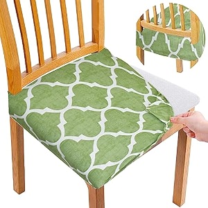 universal size dining chair seat cover set of 4 seater pcs are easily washable strechable and comfortable for dining room home decor slip cover green pattern