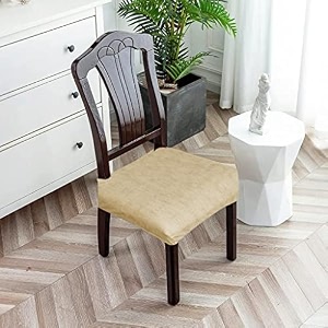 universal size dining chair seat cover set of 4 seater pcs are easily washable strechable and comfortable for dining room home decor slip cover texture light brown
