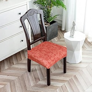 universal size dining chair seat cover set of 4 seater pcs are easily washable strechable and comfortable for dining room home decor slip cover light red texture