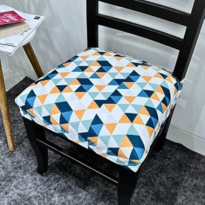 universal size dining chair seat cover set of 8 seater pcs are easily washable strechable and comfortable for dining room home decor slip cover blue triangle 8 chair seat covers