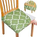 Universal Size Dining Chair Seat Cover Set of 6 Seater pcs are Easily Washable Strechable and Comfortable for Dining Room Home Decor Slip Cover (Green Pattern)
