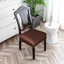 Universal Size Dining Chair Seat Cover Set of 8 Seater pcs are Easily Washable Strechable and Comfortable for Dining Room (8 Seat Cover, Solid Brown)