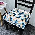Universal Size Dining Chair Seat Cover Set of 4 Seater pcs are Easily Washable Strechable and Comfortable for Dining Room Home Decor Slip Cover (Blue Triangle)