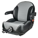 Universal Suspension Seat with Retractable Seatbelt Adjustable Armrests Weight Adjustment for Zero Turn Lawn Mowers & Tractors fits John Deere Scag Bad Boy Ferris Hustler Gravely