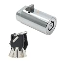 Vending Machine Lock, Key Lock, Zinc, Chrome Finish, Keyed Alike, Hand Control, Round, Indoor Use, 1 in Package