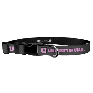 university of utah pink on gray wear adjustable collar 134large