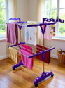 Unizone Steel, Plastic Floor Cloth Dryer Stand 2-Tier Foldable Cloth Stand Steel Space-Saving | Cloth Drying Stand for Home