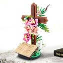 UNKING Jesus Cross Flower Building Blocks Kit 363PCS For Adults Women