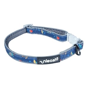 unleash super light weight dog belt - adjustable dog collar with transparent buckles ideal dogs belt for large dogs ensuring visibility and comfort space-blue medium
