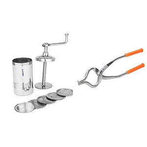 unlock chakli makeridiyappam pressmurukku machinesev machine with 6 jali amp premium quality unbreakable stainless steel goti sandsi  sansi  pakkad  pincer  chimta  tongs for kitchen