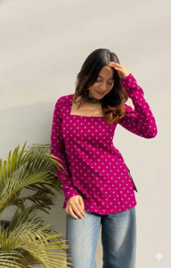 Unmani4U Casual Printed Women Pink Top