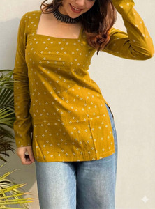 Unmani4U Casual Printed Women Yellow Top
