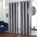 Curtain Drapes for Door 7Ft 1 Piece | Solid Tree Punch Panels for Home and Office Decor | Polyester Eyelet Curtains for Living Room Kitchen Hall, 4 x 7 Feet, Grey